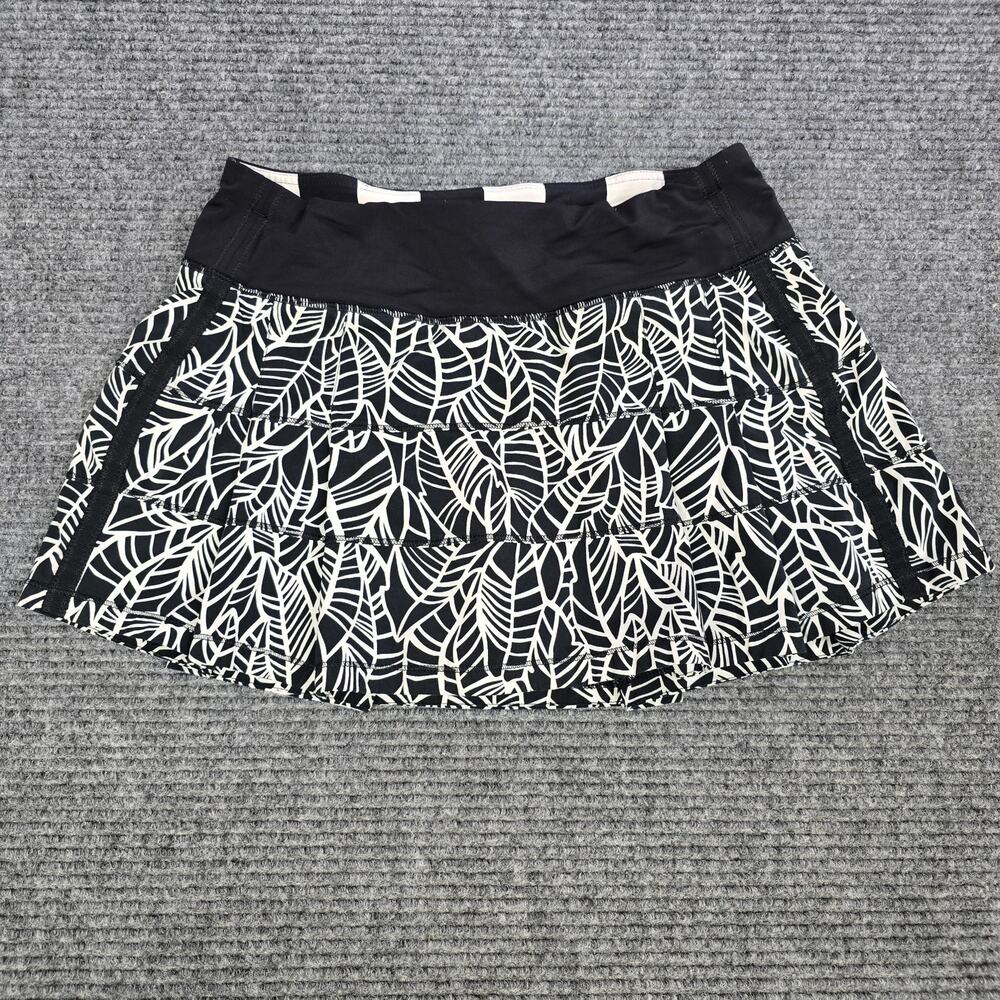 Lululemon Pace Rival Skirt Size 6 Regular Pretty Palm Black Angel Wing Skort